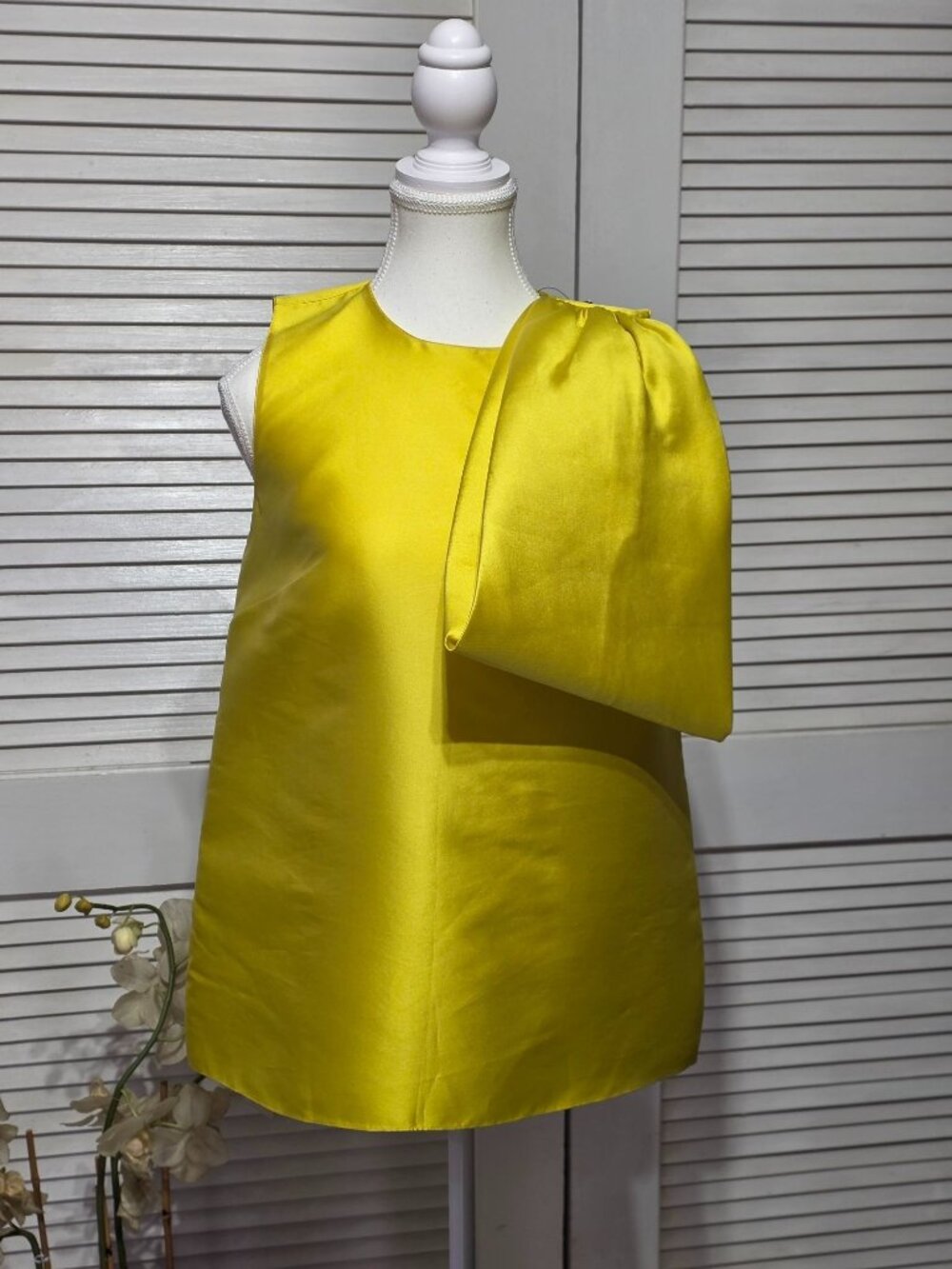NWT Sachin & Babi Yellow Satin Giorgina Bow-Shoulder Bow Detail Top Size XS 3870